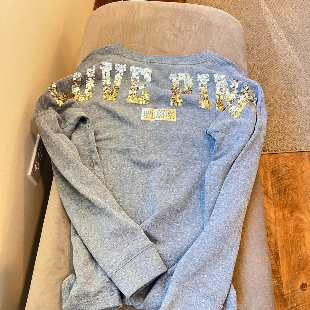 Victoria's Secret Gray Long Sleeve with Gold Sequins - Picture 5 of 10